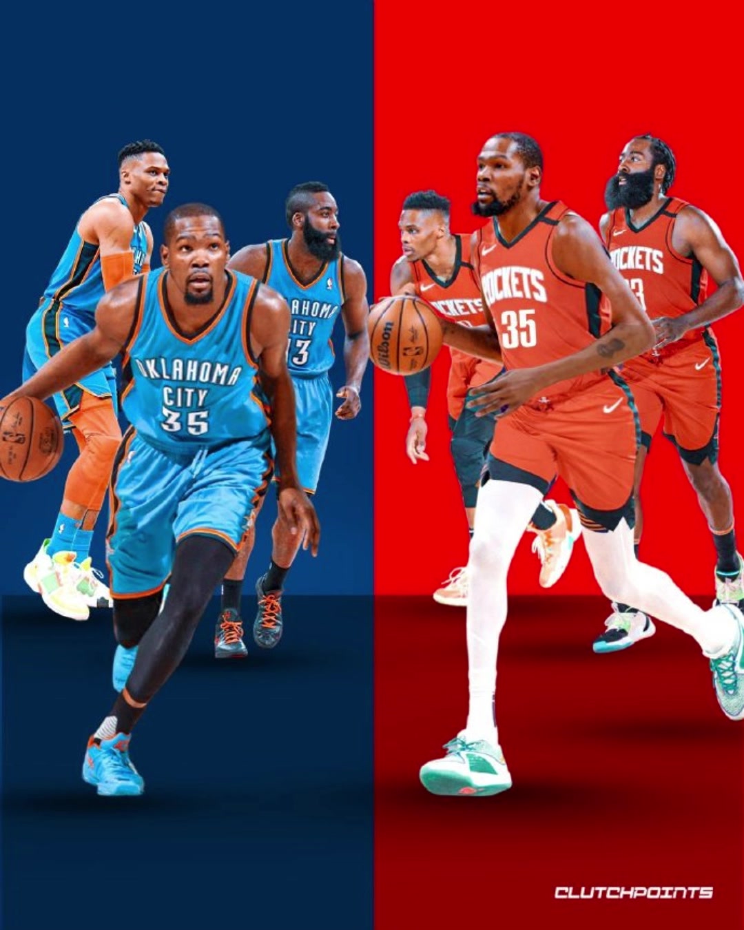 杜蘭特加盟昔日的雷霆三少如今都來(lái)過(guò)火箭了