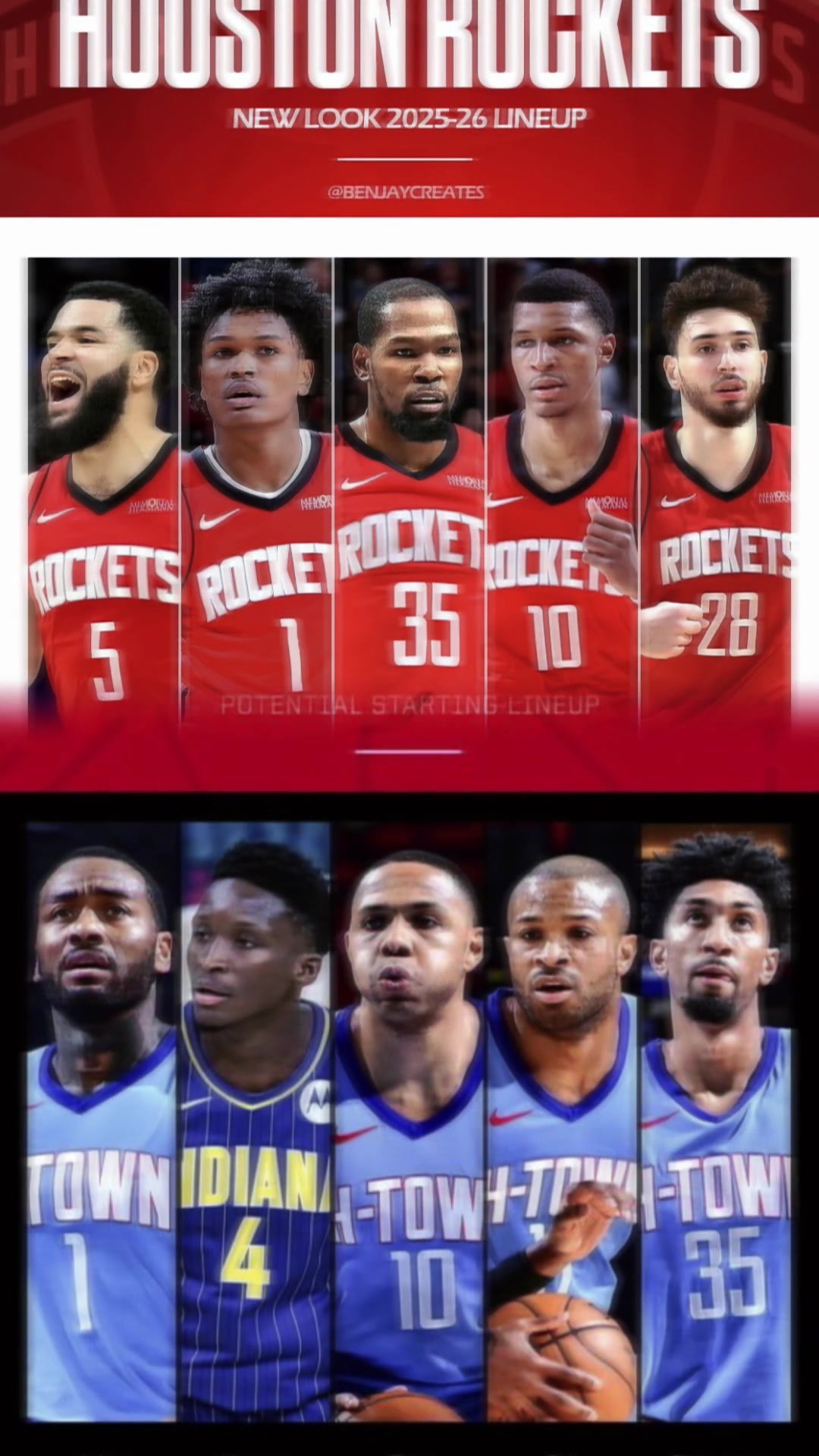 充滿希望啊還記得5年前的火箭的先發(fā)五虎嗎再看看現(xiàn)在的首發(fā)