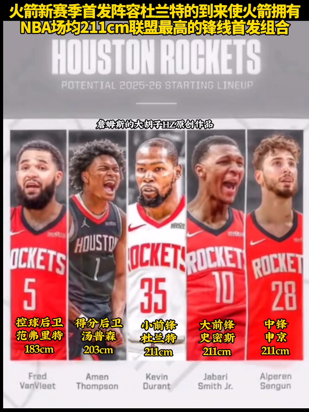 小賈也續(xù)約了火箭新賽季首發(fā)均2米11的聯(lián)盟最高鋒線組合啊