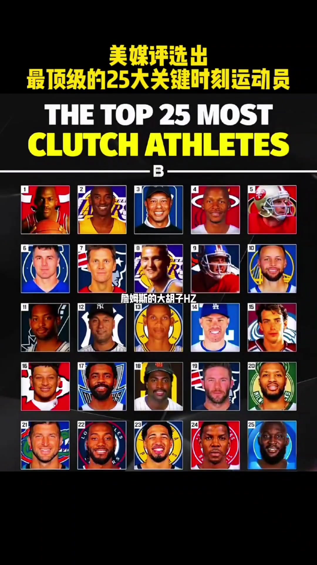 美媒評(píng)選最頂級(jí)25大關(guān)鍵時(shí)刻運(yùn)動(dòng)員竟無(wú)老詹KD?