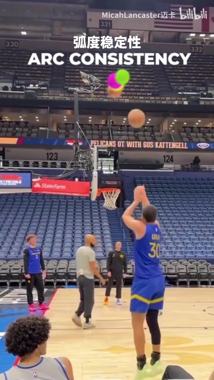 夸張近距離看庫里投籃的弧線穩(wěn)定性賞心悅目