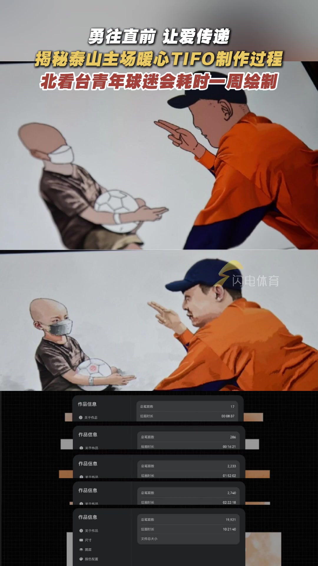 耗時(shí)近一周繪制原來(lái)泰山隊(duì)主場(chǎng)暖心TIFO這樣來(lái)的