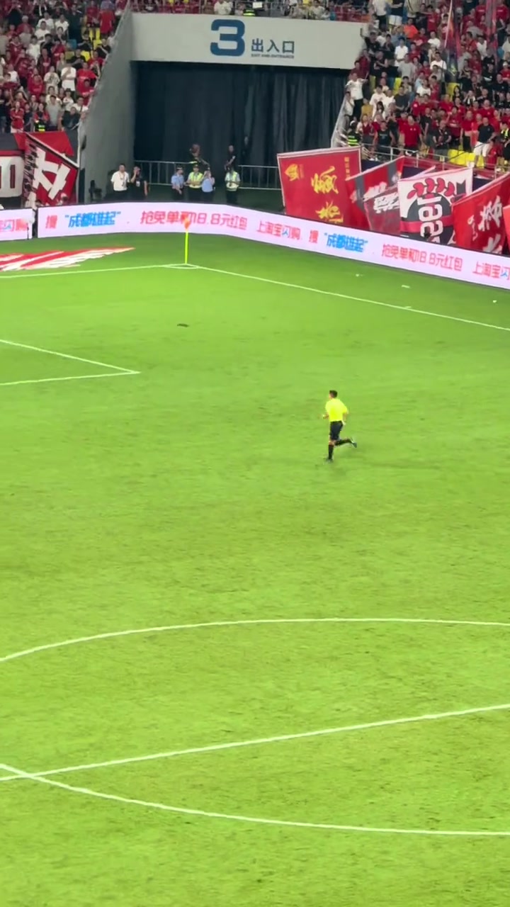 主裁罰下王大雷現(xiàn)場(chǎng)憤怒的泰山球迷高喊傻X