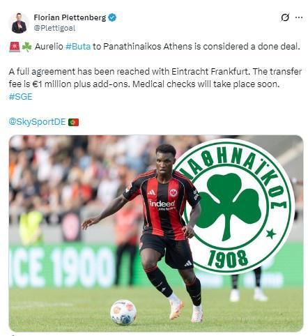 記者：布塔將加盟雅典帕納辛奈科斯，體檢在即。