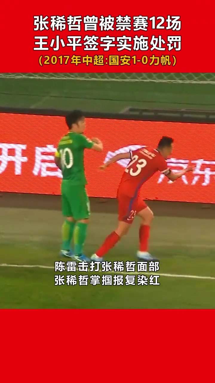 當(dāng)年張稀哲曾掌摑染紅被禁賽12場(chǎng)王小平簽字實(shí)施處罰