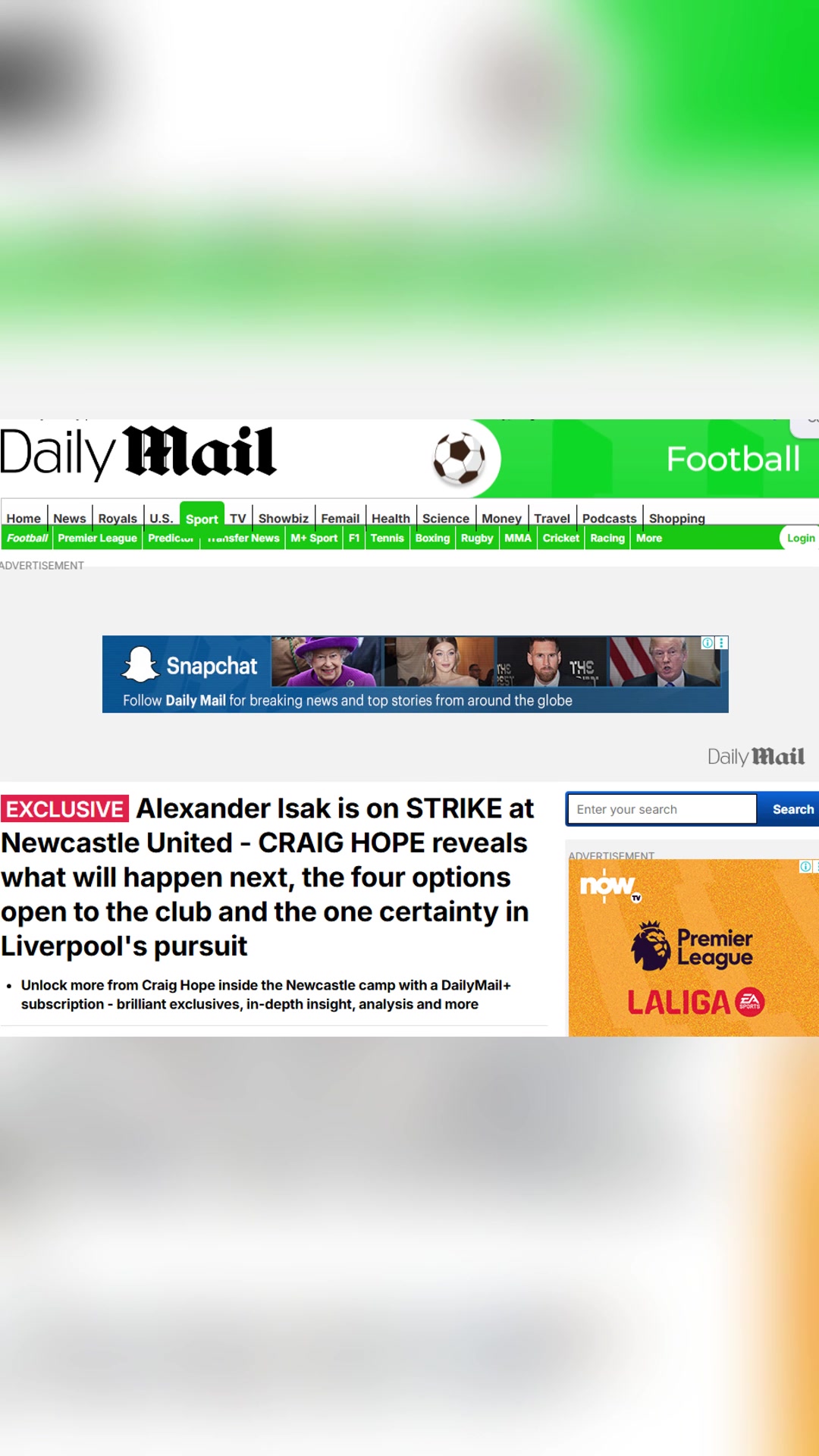 郵報(bào)伊薩克罷工不和球隊(duì)訓(xùn)練紐卡依然給他支付14萬英鎊周薪