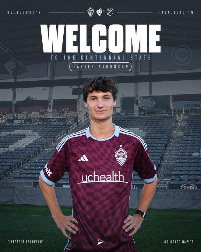 官方：科羅拉多急流簽約亞倫森，法蘭克福中場(chǎng)新援