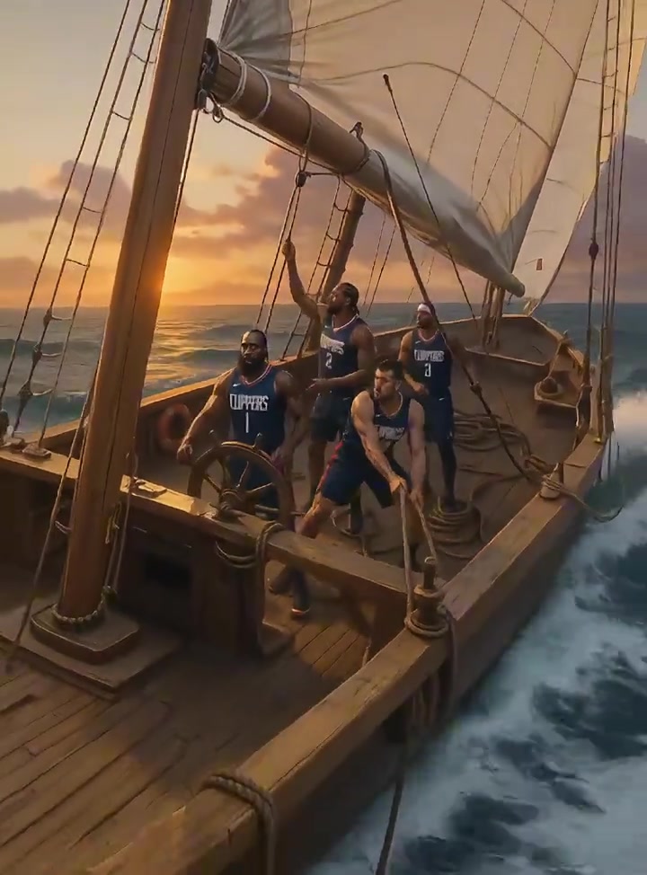 網(wǎng)友AI創(chuàng)作休賽期補(bǔ)強(qiáng)的快船從小帆船到大戰(zhàn)艦