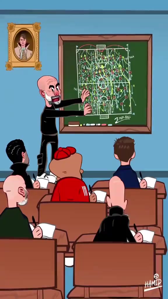 滕哈赫一如既往外網動畫惡搞孔帕尼是瓜迪奧拉最出色的學生