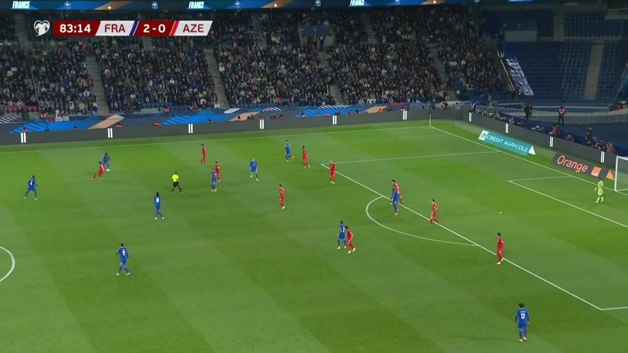 托萬禁區(qū)內(nèi)停球凌空側(cè)鉤霸氣破門法國3-0鎖定勝局